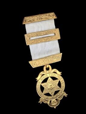 Vtg Masonic York Rite Holy Royal Arch Past High Priest Gold Tone Ribbon